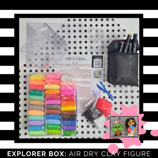 Past Explorer Box with air dry clay in many colors and tools