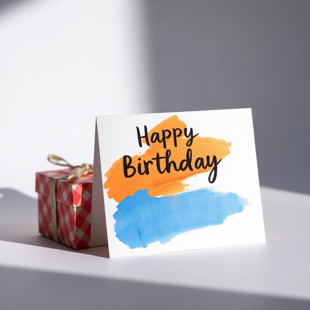 Finished hand-painted abstract birthday card