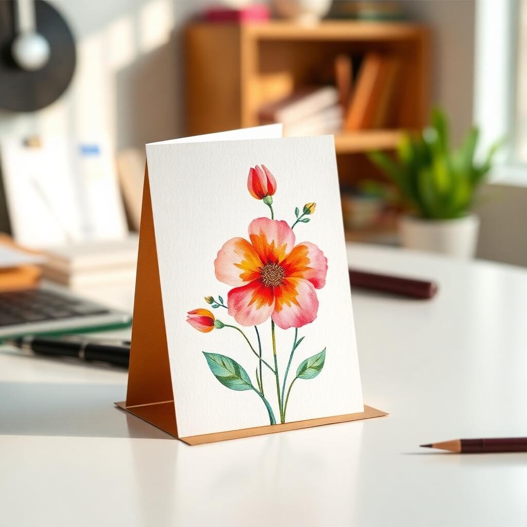 Finished handmade watercolor floral card